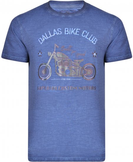 Kam Jeans 5316 Dallas Bike Club T-shirt Indigo Blue - Тениски - мъжки тениски големи размери