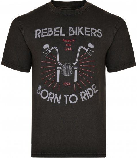 Kam Jeans 5319 Rebel Bikers T-shirt Black - Тениски - мъжки тениски големи размери