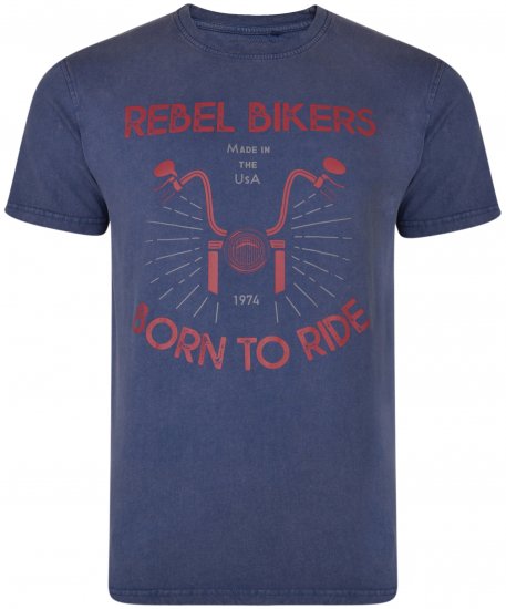 Kam Jeans 5319 Rebel Bikers T-shirt Indigo Blue - Тениски - мъжки тениски големи размери