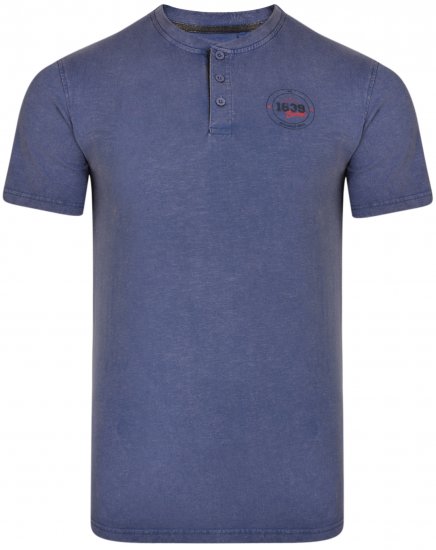 Kam Jeans 5320 Buttoned T-shirts Indigo Blue - Тениски - мъжки тениски големи размери