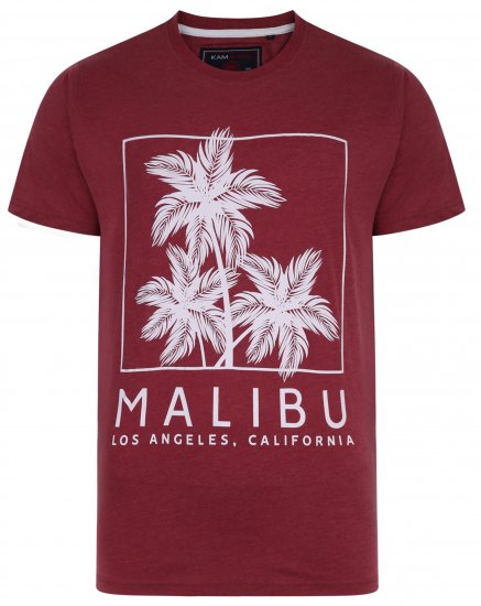 Kam Jeans 5336 Malibu T-Shirt Burgundy - Тениски - мъжки тениски големи размери