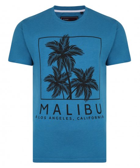 Kam Jeans Malibu Crew Neck Tee Turk Blue - Тениски - мъжки тениски големи размери