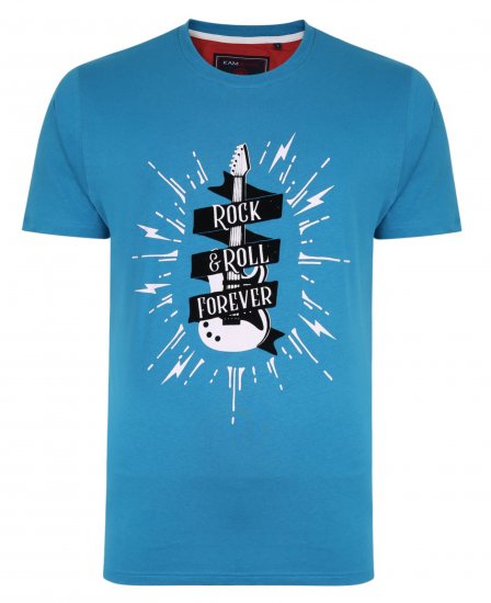 Kam Jeans 5337 Rock & Roll Tee Blue - Тениски - мъжки тениски големи размери