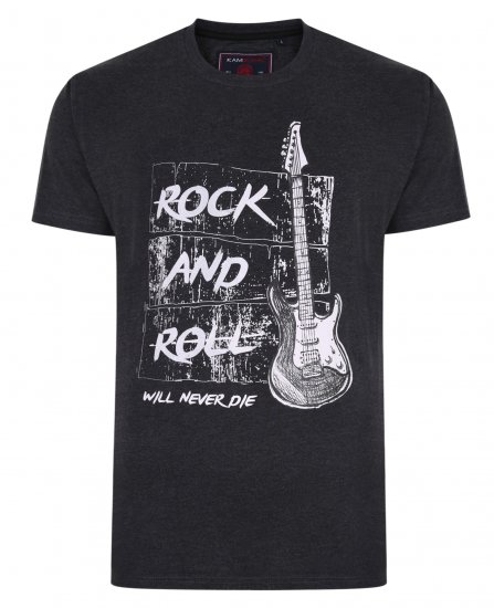 Kam Jeans 5338 Rock And Roll Tee Charcoal - Тениски - мъжки тениски големи размери