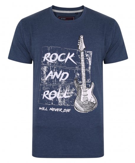 Kam Jeans 5338 Rock And Roll Tee Blue - Тениски - мъжки тениски големи размери