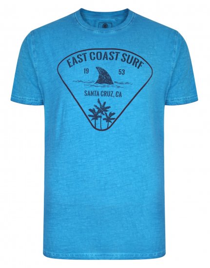 Kam Jeans East Coast Crew Neck Tee Turk Blue - Тениски - мъжки тениски големи размери