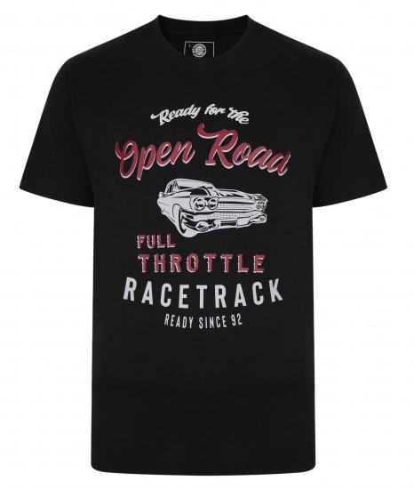 Kam Jeans 5342 Open Road Tee Black - Тениски - мъжки тениски големи размери