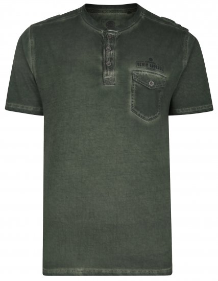 Kam Jeans 5343 Grandad Collar Fashion Tee khaki - Тениски - мъжки тениски големи размери