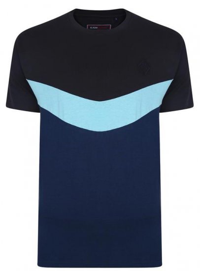 Kam Jeans Contrast Colours Crew Neck Tee Navy - Тениски - мъжки тениски големи размери