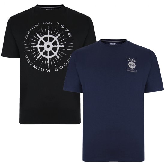 Kam Jeans 5348 T-shirt Vintage/Denim Twin Pack - Тениски - мъжки тениски големи размери
