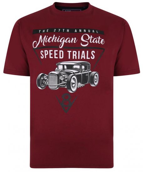 Kam Jeans 5352 Michigan State T-shirt Burgundy - Тениски - мъжки тениски големи размери