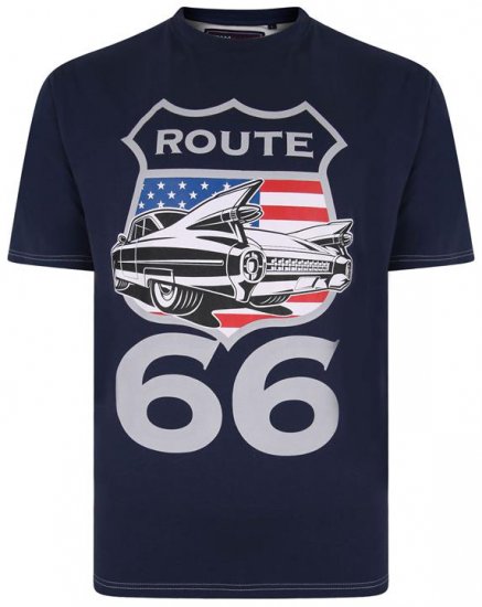 Kam Jeans 5353 Route 66 Print T-shirt Indigo - Тениски - мъжки тениски големи размери