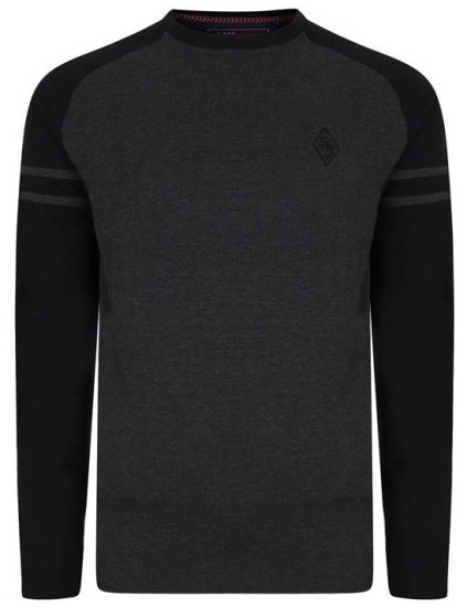 Kam Jeans 5359 LS Raglan Baseball Top Charcoal - Тениски - мъжки тениски големи размери