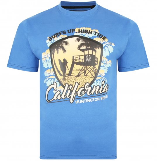 Kam Jeans 5368 California Print T-shirt Blue - Тениски - мъжки тениски големи размери