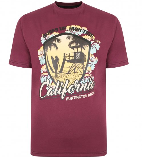 Kam Jeans 5368 California Print T-shirt Plum - Тениски - мъжки тениски големи размери