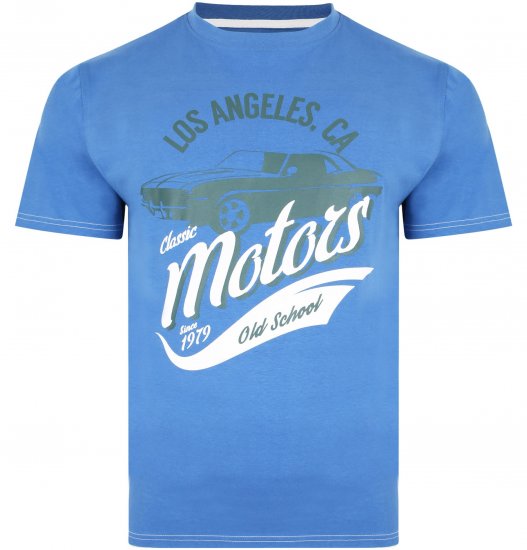Kam Jeans 5369 Motors Print T-shirt Blue - Тениски - мъжки тениски големи размери