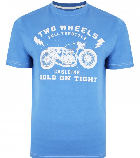 Kam Jeans 5371 Motorbike Print T-shirt Blue - Тениски - мъжки тениски големи размери