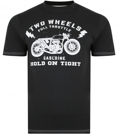 Kam Jeans 5371 Motorbike Print T-shirt Black - Тениски - мъжки тениски големи размери