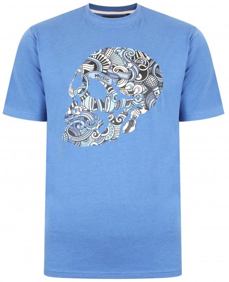 Kam Jeans 5376 Music Skull Print Tee Blue - Тениски - мъжки тениски големи размери