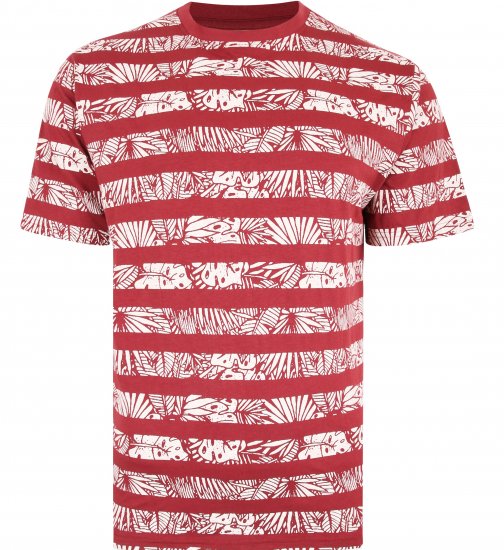 Kam Jeans 5380 Stripe Floral T-shirt Burgundy - Тениски - мъжки тениски големи размери
