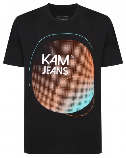 Kam Jeans 5383 Kam Logo Printed Tee Black - Тениски - мъжки тениски големи размери