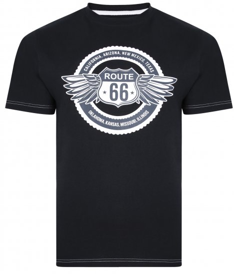 Kam Jeans 5388 Route 66 T-Shirt Black - Тениски - мъжки тениски големи размери