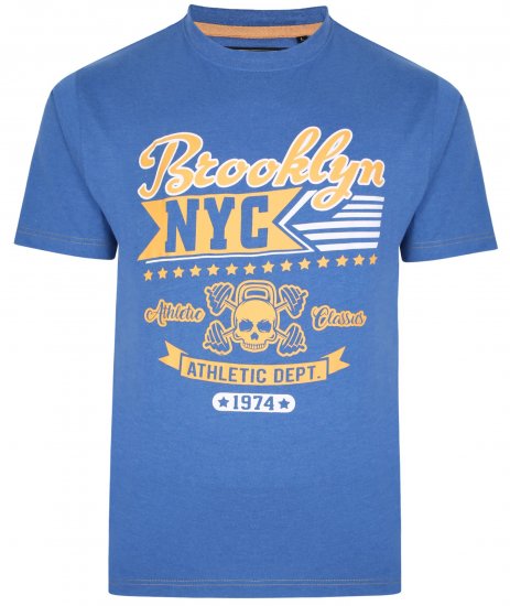 Kam Jeans 5389 Brooklyn NYC T-Shirt Blue - Тениски - мъжки тениски големи размери