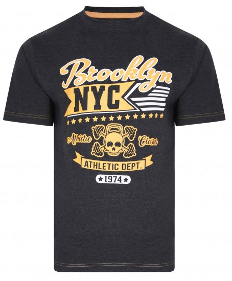 Kam Jeans 5389 Brooklyn NYC T-Shirt Charcoal - Тениски - мъжки тениски големи размери