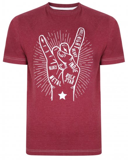 Kam Jeans 5390 Rock Star Print T-Shirt Burgundy - Тениски - мъжки тениски големи размери