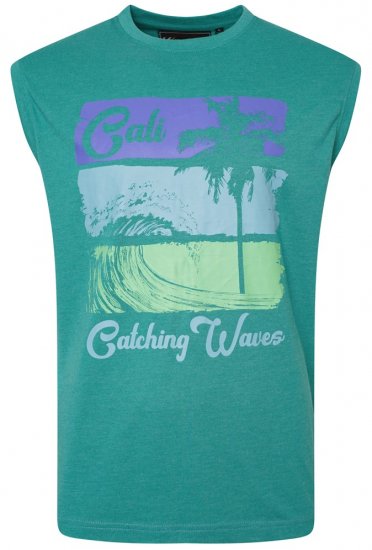 Kam Jeans 5397 California Sleeveless Tee Emerald - Тениски - мъжки тениски големи размери