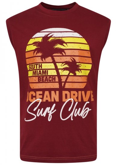 Kam Jeans 5398 Miami Beach Sleeveless Tee Burgundy - Тениски - мъжки тениски големи размери