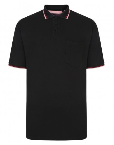 Kam Jeans Polo with Pocket Black - Поло тениски - мъжки тениски с яка големи размери