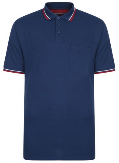 Kam Jeans 5400B Tipped Polo with Pocket Insignia Blue - Поло тениски - мъжки тениски с яка големи размери