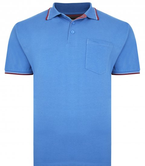 Kam Jeans 5400C Tipped Polo with Pocket Blue - Поло тениски - мъжки тениски с яка големи размери