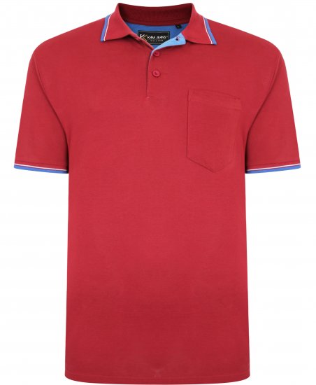 Kam Jeans 5400C Tipped Polo with Pocket Burgundy - Поло тениски - мъжки тениски с яка големи размери