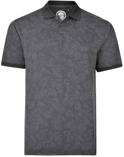 Kam Jeans 5418 Leaf print Polo Charcoal - Поло тениски - мъжки тениски с яка големи размери
