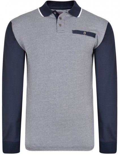Kam Jeans 5425 Long Sleeve Polo Navy - Поло тениски - мъжки тениски с яка големи размери