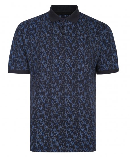 Kam Jeans Guitar Print Polo Midnight - Поло тениски - мъжки тениски с яка големи размери