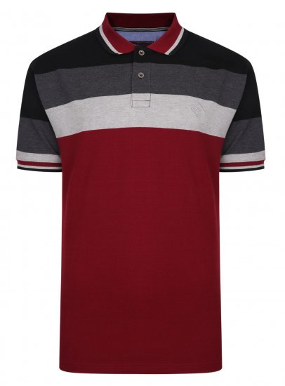 Kam Jeans Contrast Stripe Polo Grey - Поло тениски - мъжки тениски с яка големи размери
