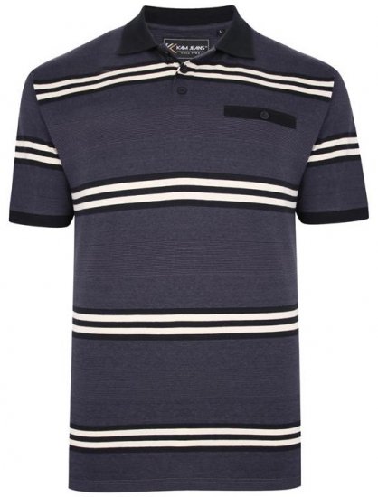 Kam Jeans 5452 Yarn Dye Srtipe Polo Charcoal - Поло тениски - мъжки тениски с яка големи размери