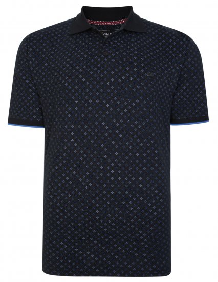 Kam Jeans 5455 Dobby Print Polo Black - Поло тениски - мъжки тениски с яка големи размери
