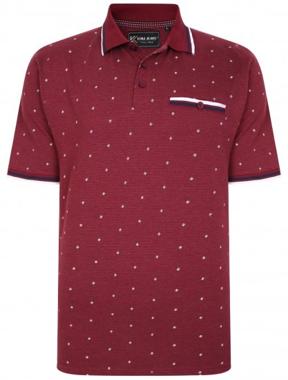 Kam Jeans 5456 Drop Needle Jersey Polo with Dobby Print Burgundy - Поло тениски - мъжки тениски с яка големи размери