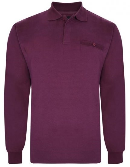 Kam Jeans 5457 LS Peach Finish Polo Plum - Поло тениски - мъжки тениски с яка големи размери