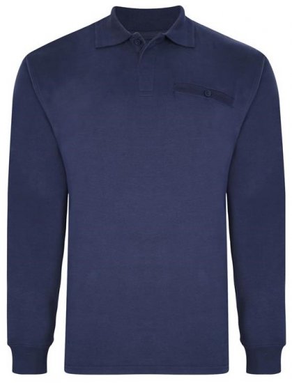 Kam Jeans 5457 LS Peach Finish Polo Navy - Поло тениски - мъжки тениски с яка големи размери
