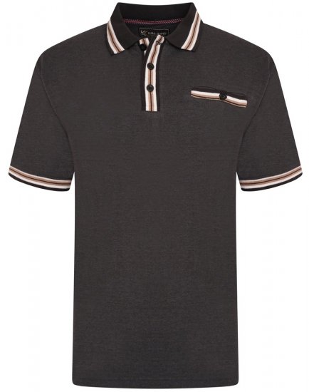 Kam Jeans 5464 Pique Polo Charcoal - Поло тениски - мъжки тениски с яка големи размери