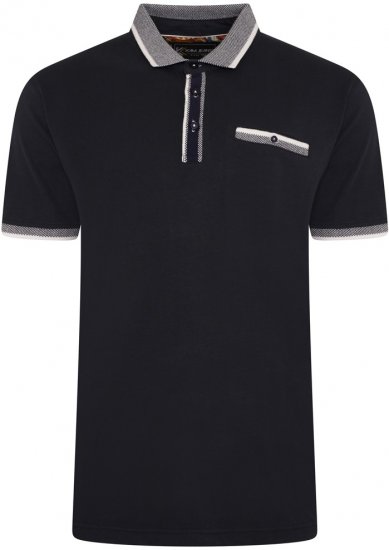 Kam Jeans 5499 Jersey Polo with Jacquard Collar/Cuffs Navy - Поло тениски - мъжки тениски с яка големи размери