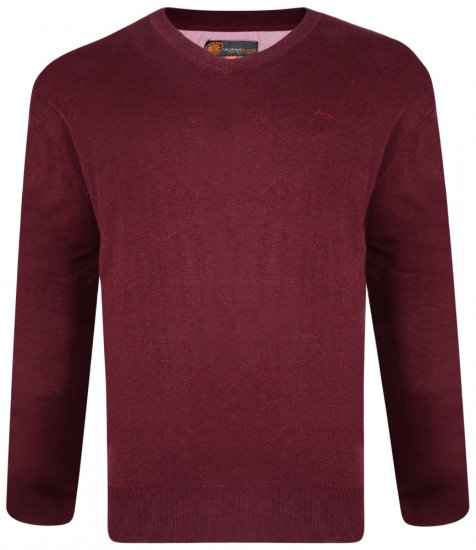 Kam Jeans V-neck Knitted Sweater Burgundy - Суичъри & cуичъри с качулка - мъжки суичъри големи размери