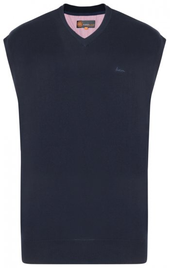 Kam Jeans V-neck Knitted Vest Navy - Суичъри & cуичъри с качулка - мъжки суичъри големи размери