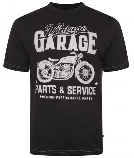 Kam Jeans 5702 Vintage Print T-Shirt Black - Тениски - мъжки тениски големи размери