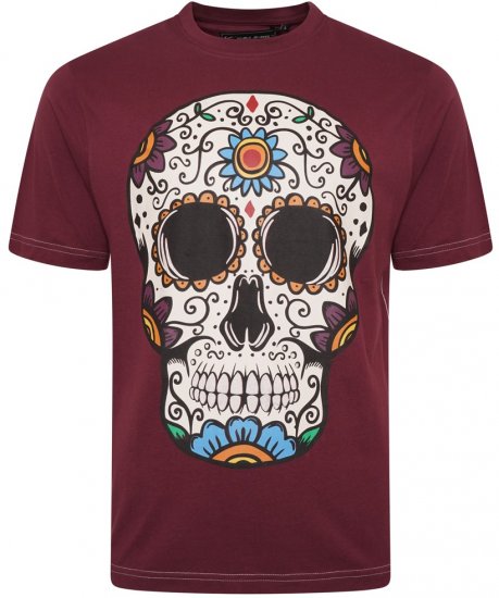 Kam Jeans 5705 Coloured Skull Print Tee Plum - Тениски - мъжки тениски големи размери